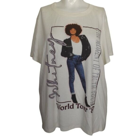 WHITNEY HOUSTON Concert Tshirt, XXL, Off-white, 1987, Photo, Short sleeves, - Picture 8 of 9